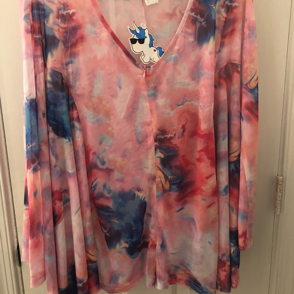 Tie dye i heart raves mesh romper with wings